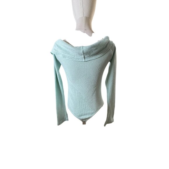 Free People x Intimately Mint Green Off Shoulder Ribbed Bodysuit Size M NWT - Picture 3 of 9